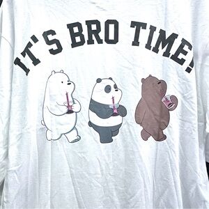 We Bare Bears T-Shirt It’s Bro Time Boba Paw Print Thailand Thai Release NWT